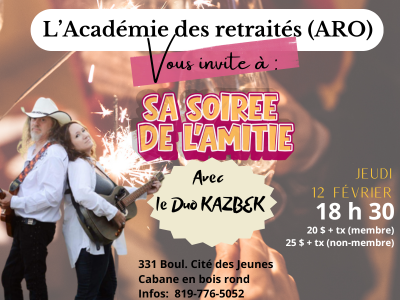 Soir&eacute;e de l'amiti&eacute; - Venez chanter et danser avec le duo "KAZBEK"