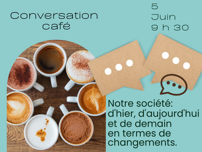 Conversation - Caf&eacute; - Notre soci&eacute;t&eacute;&colon; d'hier&comma; d'aujourd'hui et de demain en termes de changements