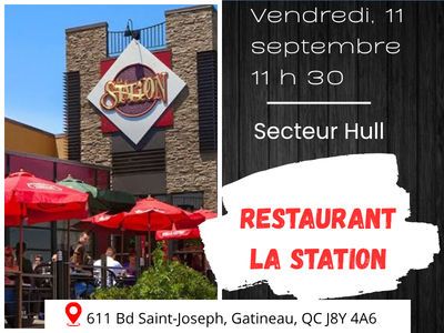 D&Icirc;NER -  Vendredi&comma; 11 septembre 2026 - Restaurant la Station &lpar;Bd Saint-Joseph&rpar;